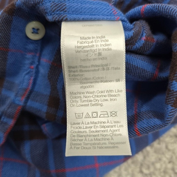 Madewell Shirt Mens Medium Blue Plaid Easy Fit Button Up Long Sleeve Easy Fit - Picture 6 of 12